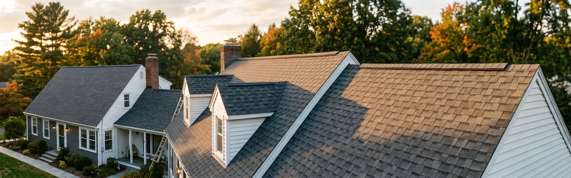 Beautiful completed roof at golden hour