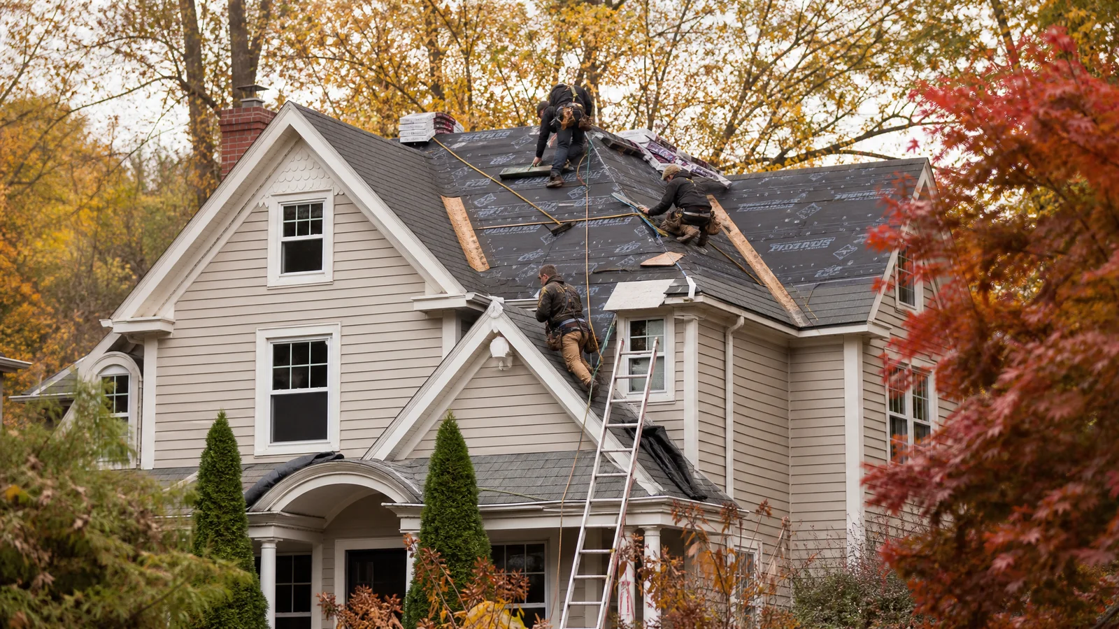 Autumn roof replacement on a CT home