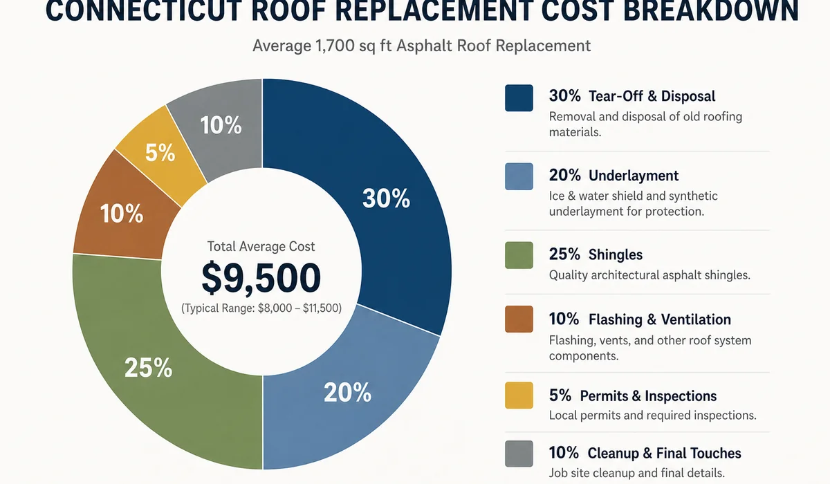 Roof replacement cost breakdown by category