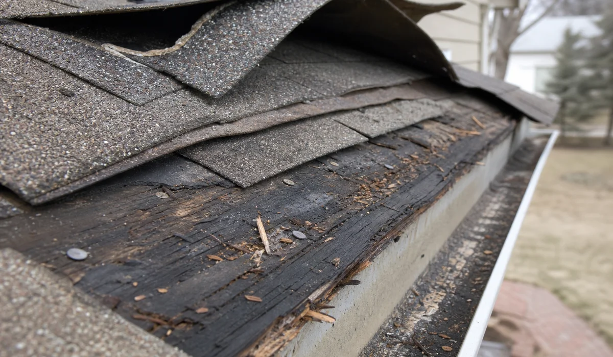 Cross-section showing two-layer shingle installation