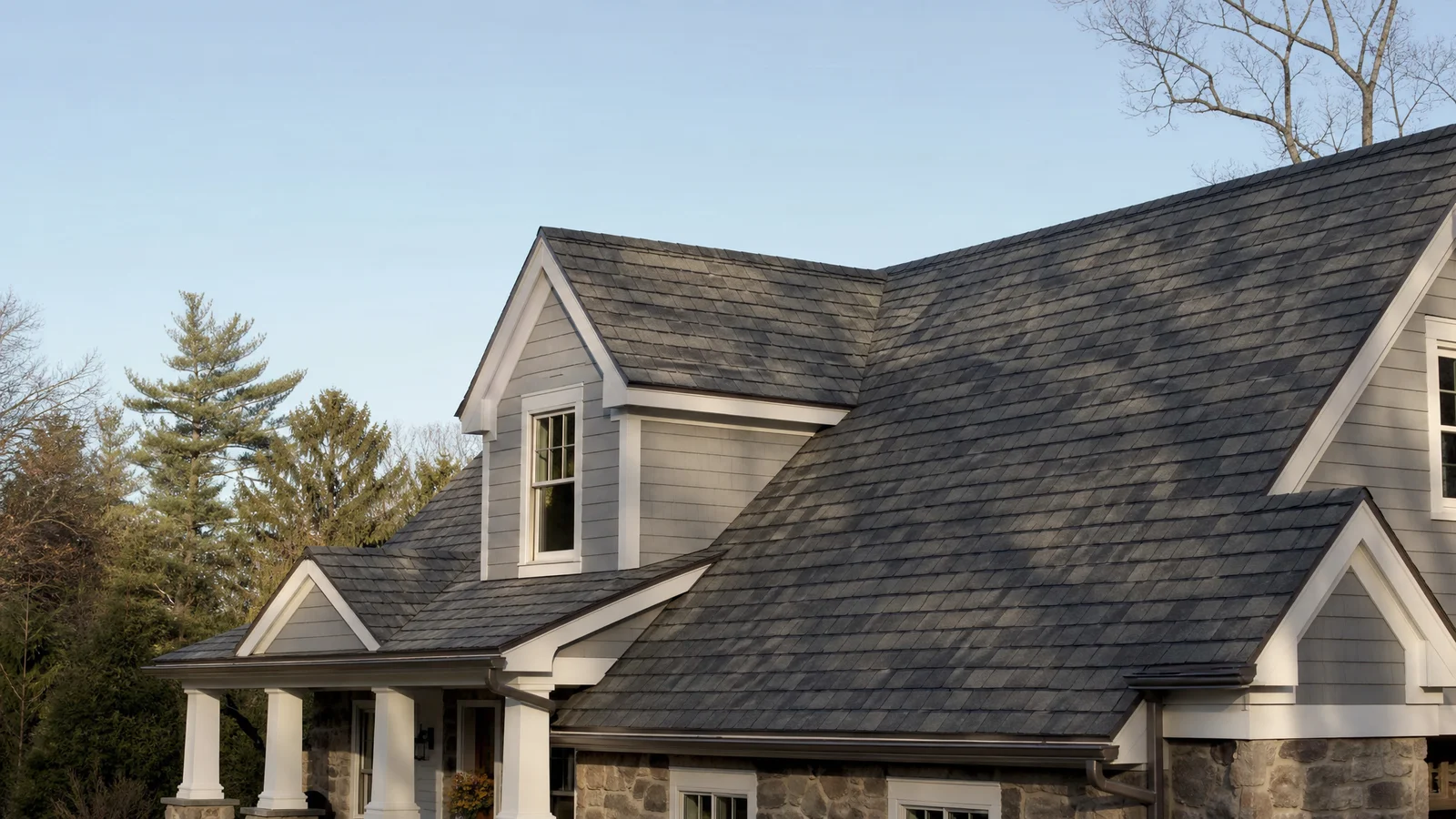 Designer luxury shingles on an upscale CT home