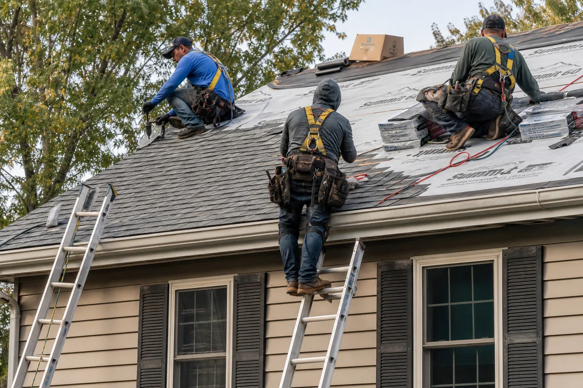 West Hartford Roofing crew at work