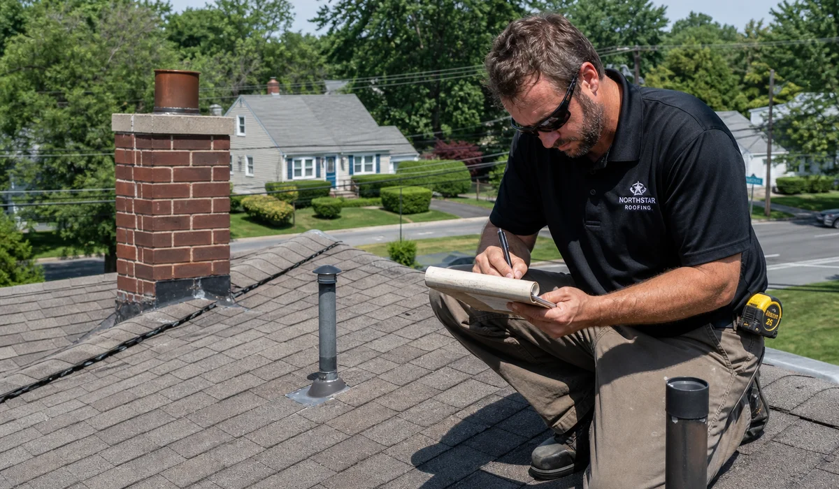 Professional roof inspection in progress