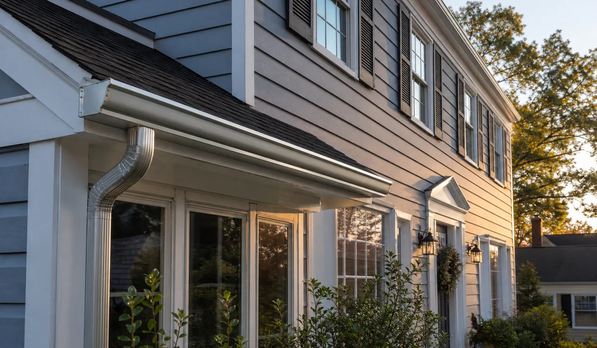 New seamless gutter installation on a West Hartford CT home
