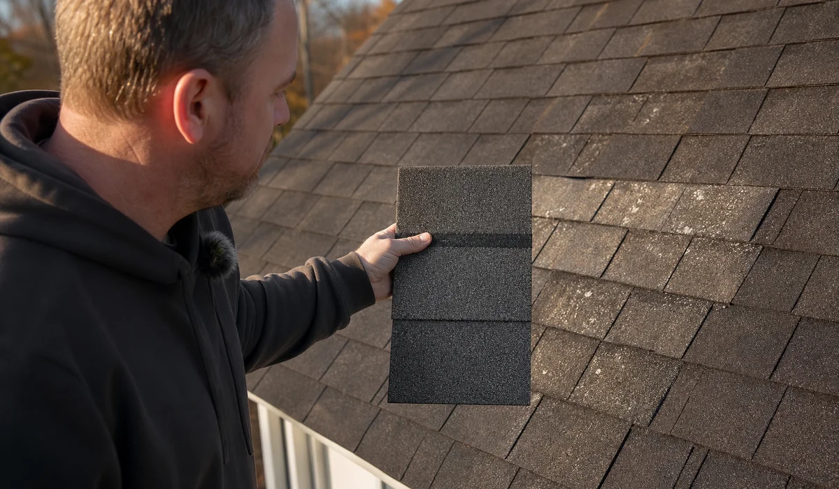 Matching a replacement shingle to existing roof on a West Hartford home