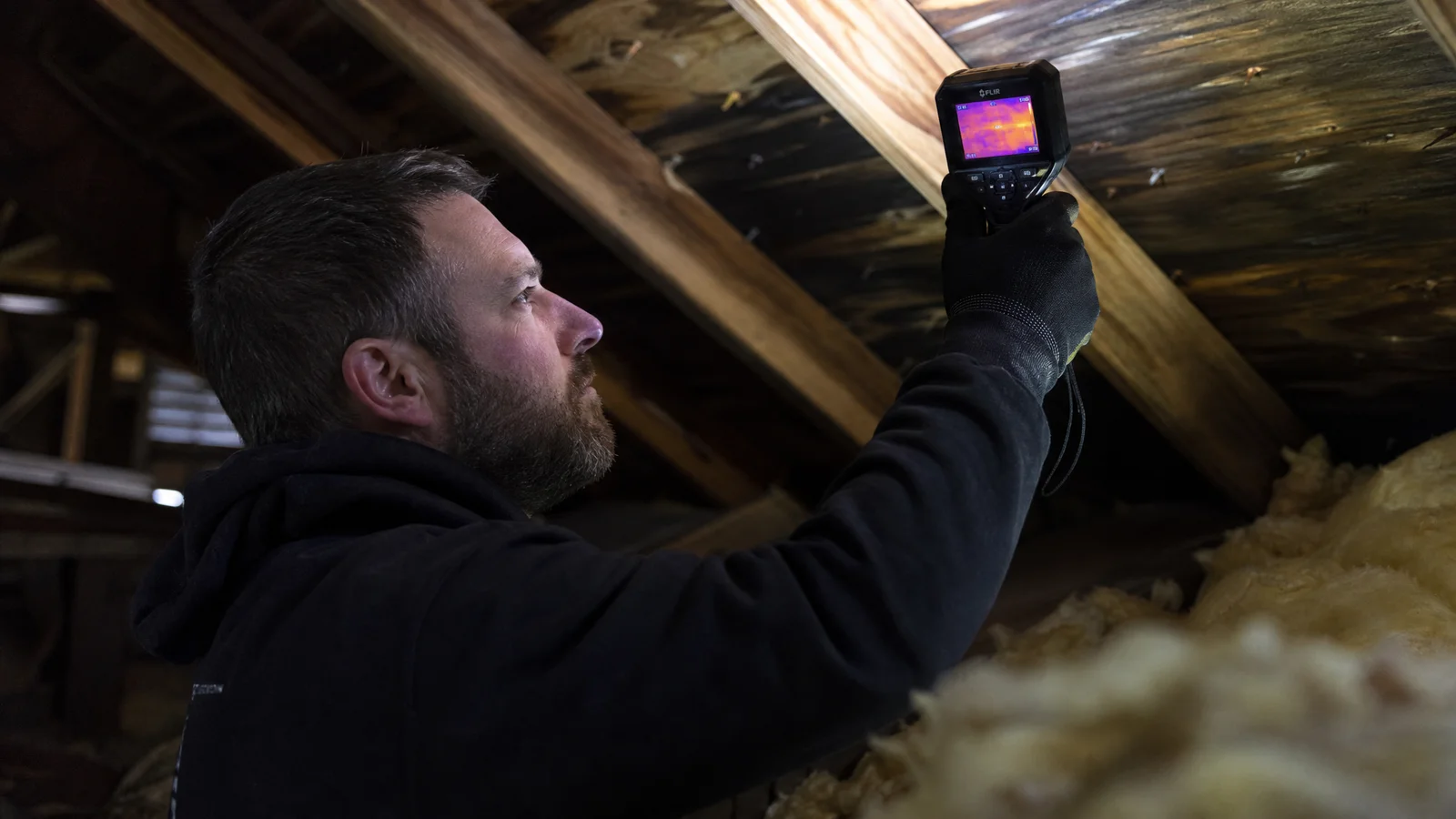 Thermal imaging leak detection in an attic