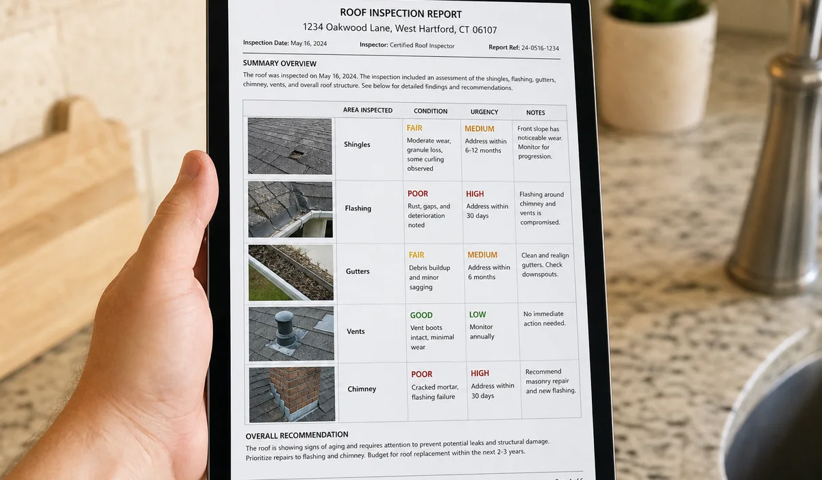Written inspection report displayed on a tablet